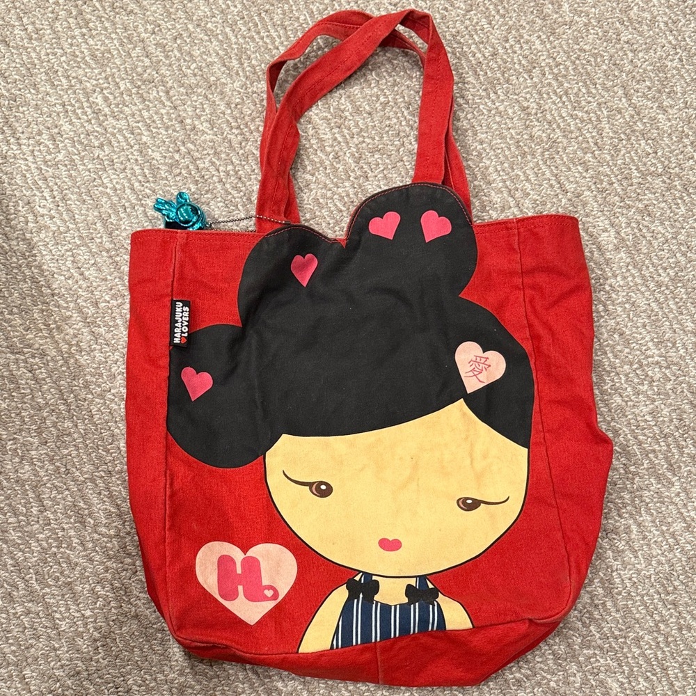 Harajuku Lovers Love Red Tote with Cute Character Design